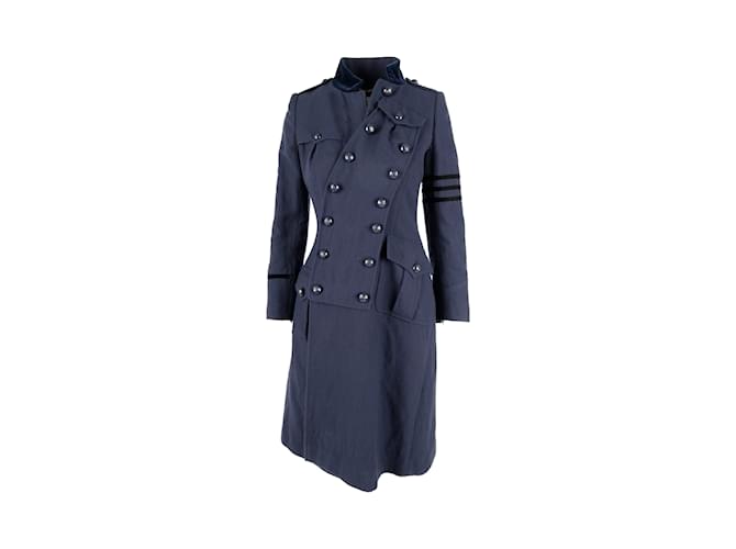 Moschino lined Breasted Coat with Panel Blue Navy blue  ref.1216144