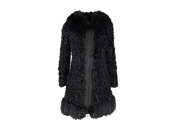Abrigo de piel de oveja con pelo barato y elegante de Moschino Negro  ref.1216146