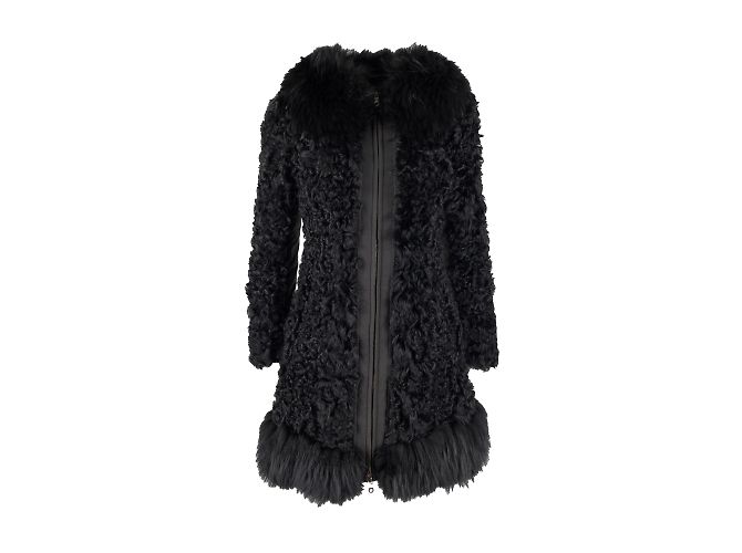 Casaco de shearling barato e chique Moschino com pele Preto