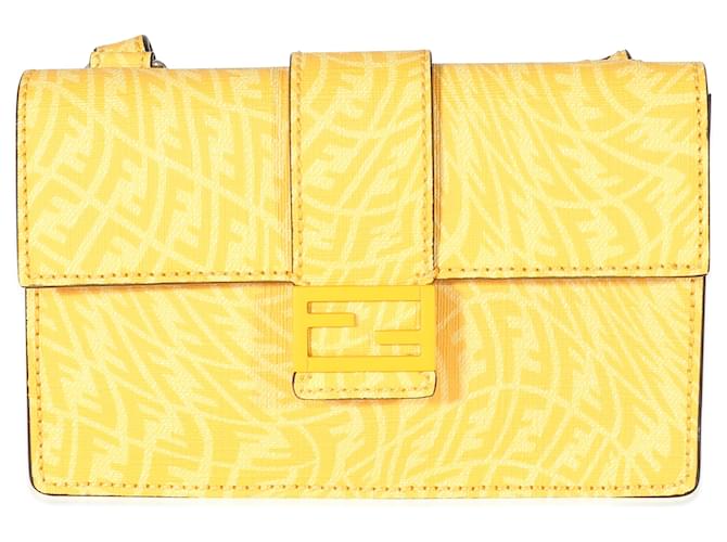 Fendi x Sarah Coleman Mimosa Canvas FF Vertigo Baguette Belt Pouch Yellow Cloth  ref.1216172