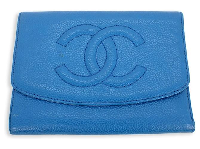 Chanel Azul Couro  ref.1216185