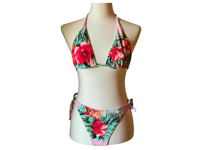 Blugirl BLUMARINE bikini à train, Beau motif floral Polyamide Multicolore  ref.1216192