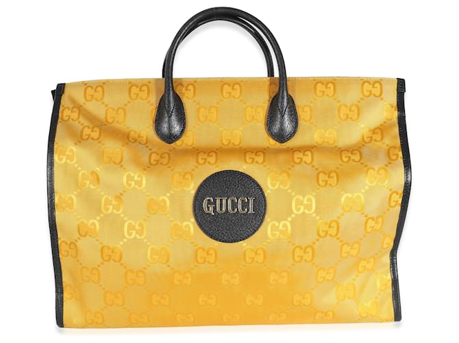 Bolso tote con escritura GG Econyl amarillo de Gucci Nylon  ref.1216206