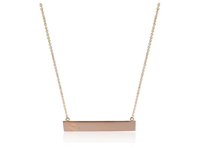 TIFFANY & CO. Paloma Picasso Loving Heart Bar Pendant in 18k Rose Gold 0.01 ctw Pink gold  ref.1216212