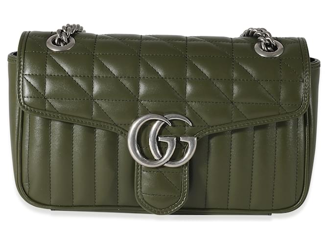 Gucci Forest Green Calfskin Aria GG Small Marmont Bag Leather  ref.1216216