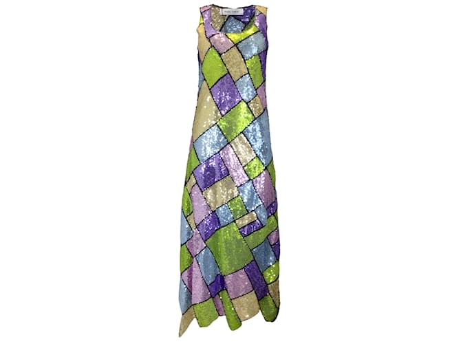 Prabal Gurung Multicolored Sequined Sleeveless Midi Dress Multiple colors Polyester  ref.1216289