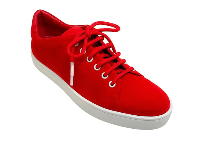 Manolo Blahnik Red Suede Semanada Sneakers  ref.1216297