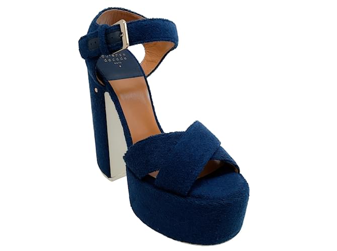 Laurence Dacade Navy Blue Terry Rosella Platform Sandals Cloth  ref.1216298