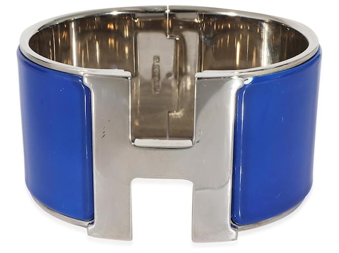Hermès Kobalt-Emaille-Palladium-extrabreites Clic-Clac-H-Armband  ref.1216330