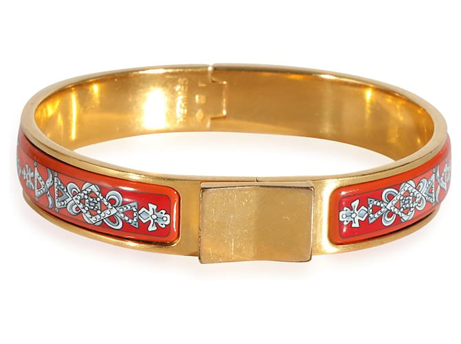 Bracelet étroit Loquet en or et émail rouge Hermès Vintage  ref.1216357