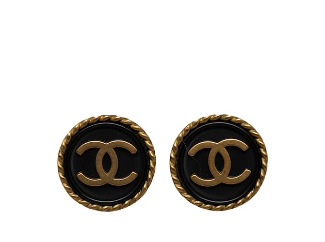 Clipe Chanel CC dourado em brincos Banhado a ouro  ref.1216374