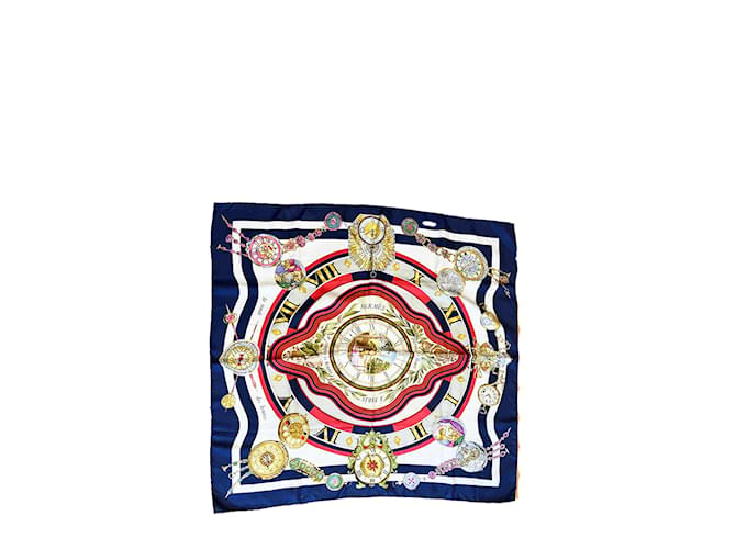 Hermès HERMES  Silk handkerchief T.  silk Navy blue  ref.1216391