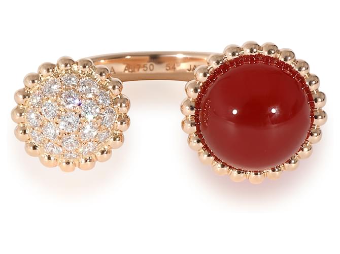 Van Cleef & Arpels Perlee entre el anillo de dedo con cornalina y diamantes 0.35 Oro rosa  ref.1216431