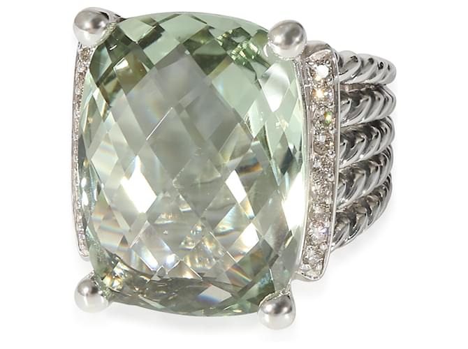 David Yurman Wheaton Prasiolite Diamond Ring in Sterling Silver Green 0.2 ctw  ref.1216435