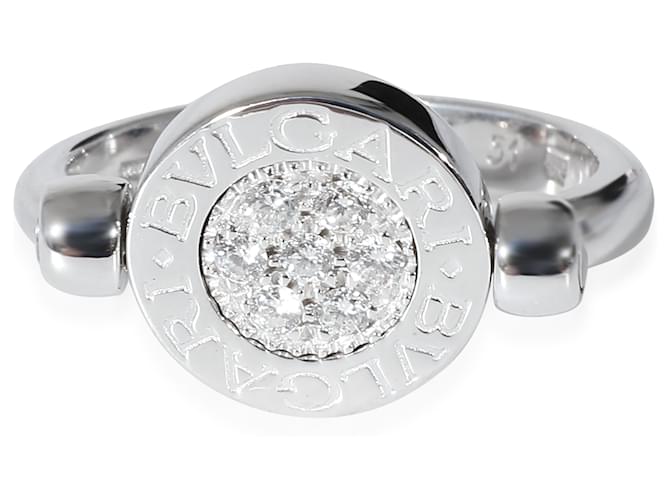 Bulgari BVLGARI Bvlgari Bvlgari Anillo de diamantes de ónix en 18 KT Blanco Oro Negro 0.14 Oro blanco  ref.1216437