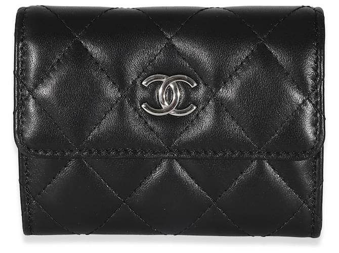 Chanel Black Quilted Lambskin Mini Clutch With Chain Leather  ref.1216452