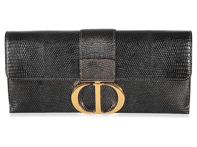 Christian Dior Lizard Embossed 30 Montaigne Chain Clutch Brown Exotic leather  ref.1216460