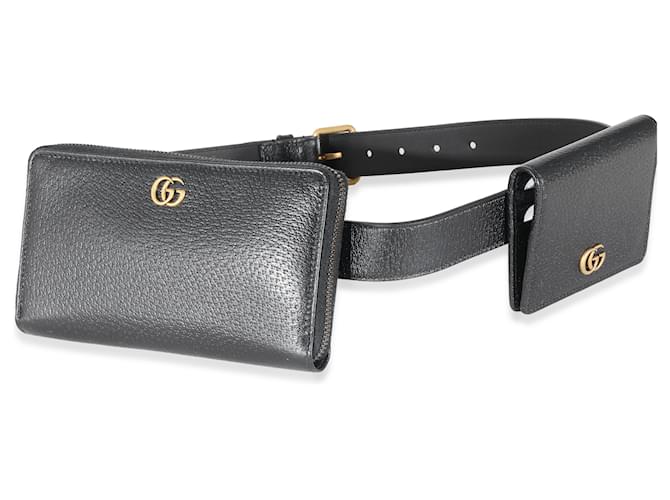 Gucci Black Leather Marmont Double Belt Bag  ref.1216464