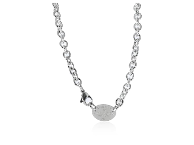 TIFFANY & CO. Return to Tiffany Oval Tag Necklace in Sterling Silver  ref.1216468