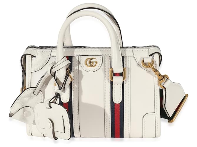 Gucci White Calfskin Mini Double G Top Handle Bag Leather  ref.1216475