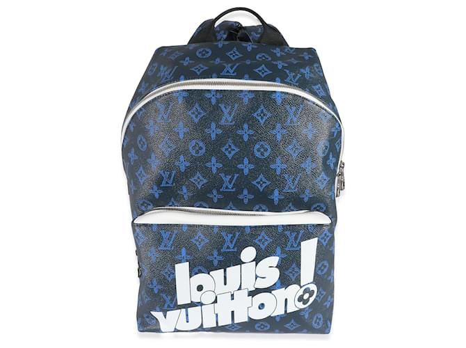 Blauer Louis Vuitton-Monogramm-Canvas-Everyday-Discovery-Rucksack Weiß Leinwand  ref.1216484
