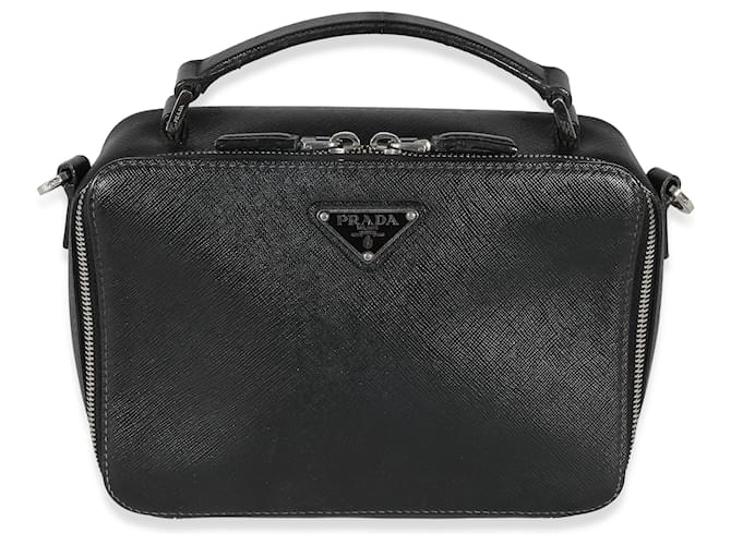 Prada Black Saffiano Medium Brique Crossbody Bag Leather  ref.1216490