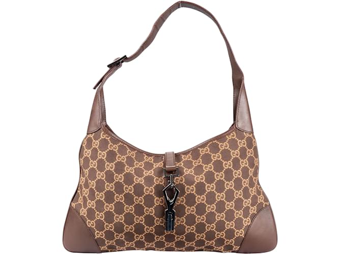 Gucci GG Monogram Jackie Shoulder Bag Brown Leather  ref.1216518