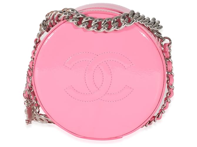 Borsa Chanel in vernice rosa CC rotonda come terra Pelle verniciata  ref.1216524