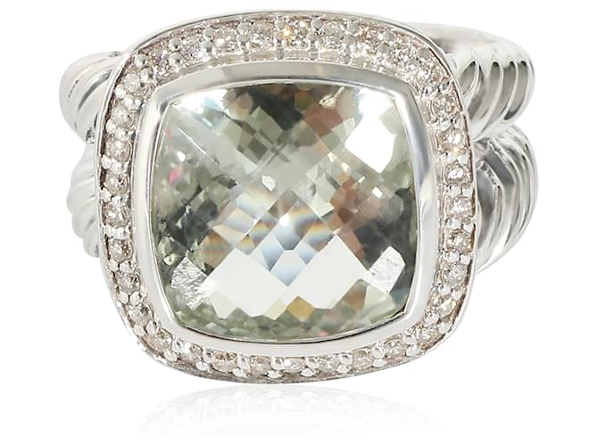 David Yurman Albion Prasiolite & Diamond Ring in Sterling Silver, 11mm  ref.1216532