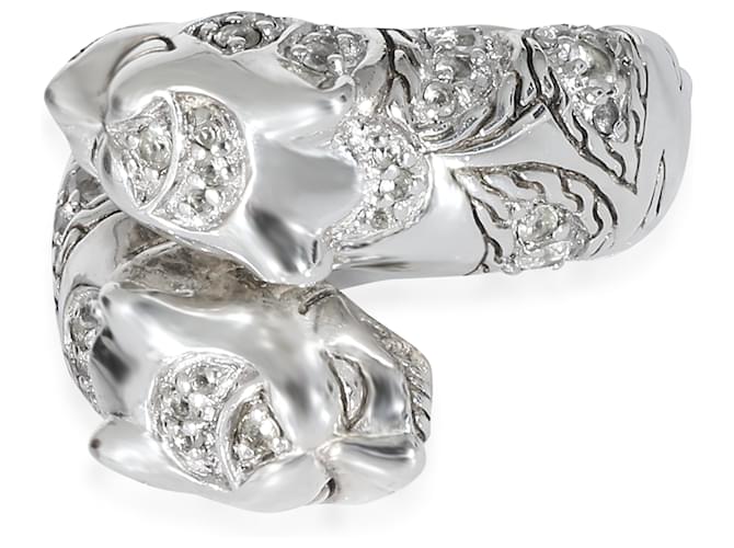 Autre Marque John Hardy Palu Macan Tiger Bypass Ring in Sterling Silver, .60 Ctw.  ref.1216576