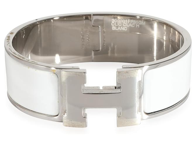 Bracelet Clic Clac H Hermès Émail Blanc Palladium  ref.1216604