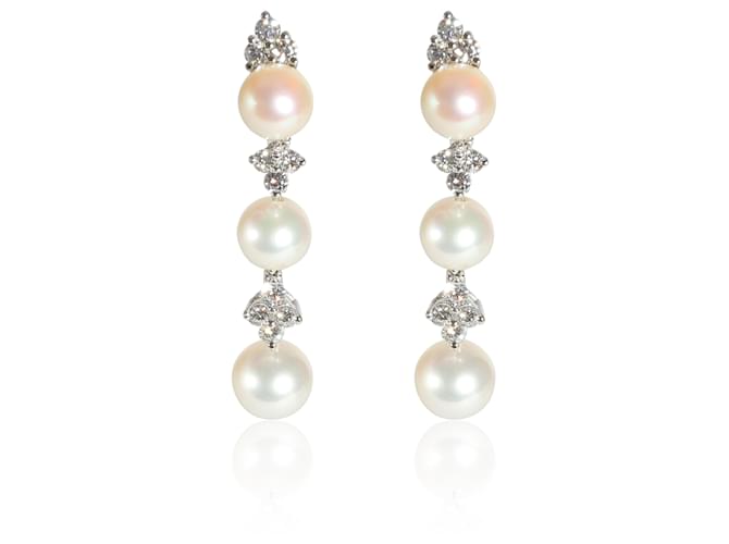 TIFFANY & CO. Aria Pearl Earrings with Jackets in Platinum 0.62 ctw  ref.1216615