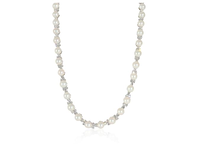 TIFFANY & CO. Aria Trio Pearl & Diamonds Necklace in Platinum 4.91 ctw  ref.1216616