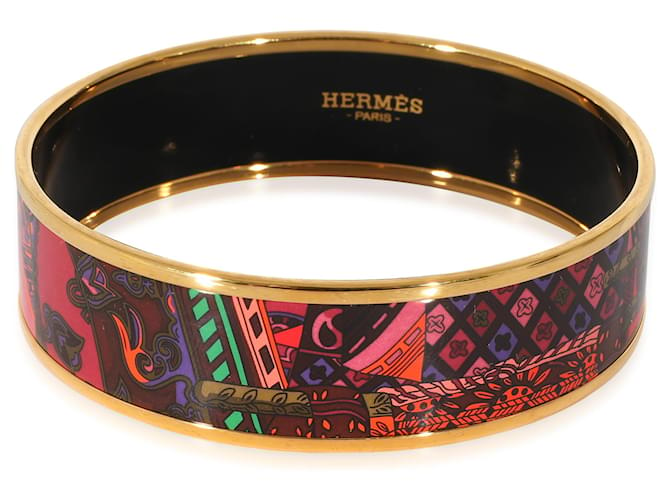 Breiter Hermès-Armreif mit Emaille-Abstraktem Musterdruck 62  ref.1216619