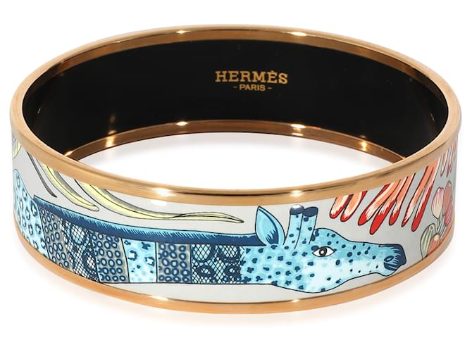 Hermès La Marche De Savana Romantique breites Emaille-Armband aus Roségold 62  ref.1216620