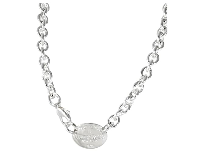 TIFFANY & CO. Return to Tiffany Oval Tag Necklace in Sterling Silver  ref.1216623