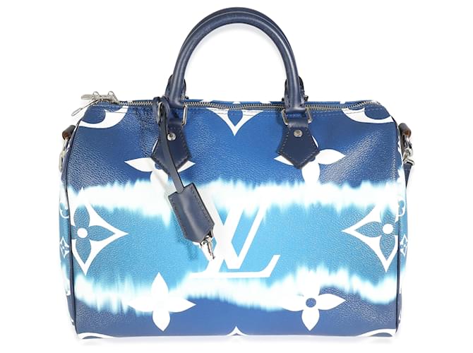 Louis Vuitton Speedy Bandouliere in tela con monogramma blu Escale 30 Bianco  ref.1216662