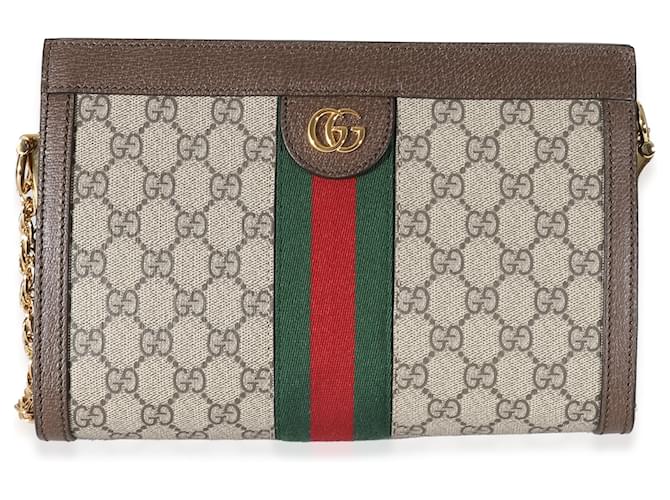 Gucci Beige GG Supreme Small Ophidia Web Chain Bag Brown Red Green Cloth  ref.1216731