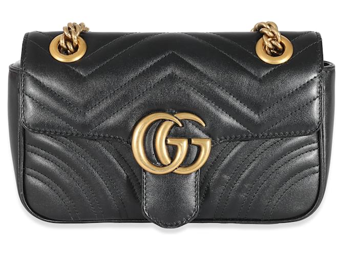 Bolso mini GG Marmont de cuero Matelassé negro de Gucci  ref.1216761