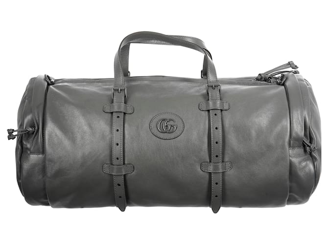 Bolsa de viaje grande con GG y forro tonal de cuero gris de Gucci  ref.1216770