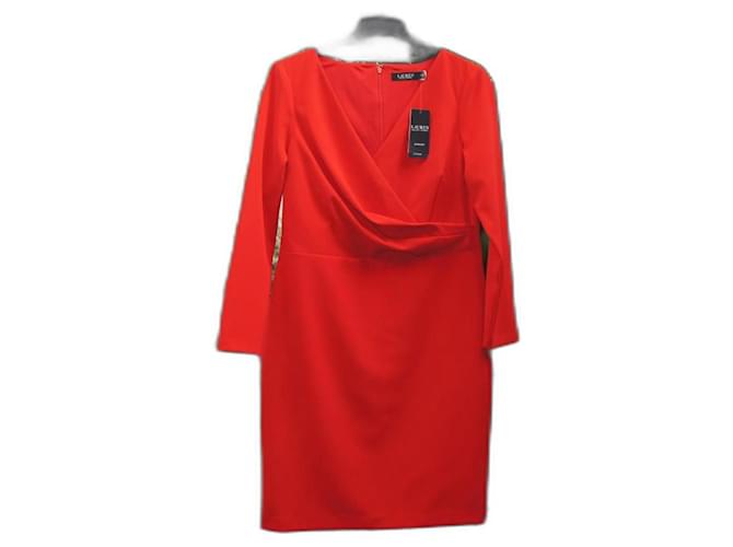 Ralph Lauren Dresses Red Polyester  ref.1216783