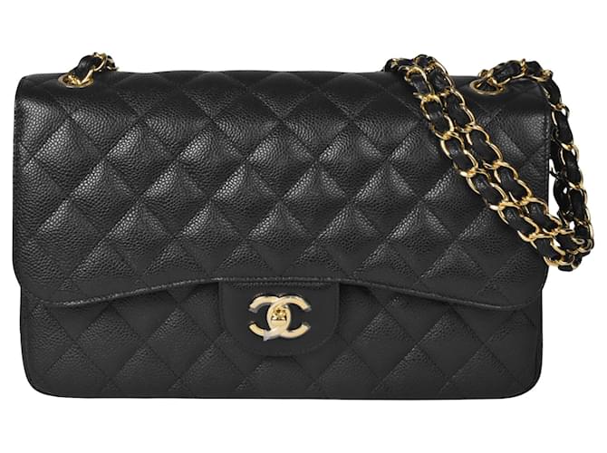 Chanel Double Flap Cuir Noir  ref.1217159