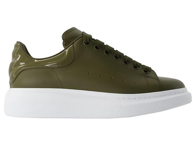 Oversized Sneakers - Alexander McQueen - Leather - Khaki Green Pony-style calfskin  ref.1217230