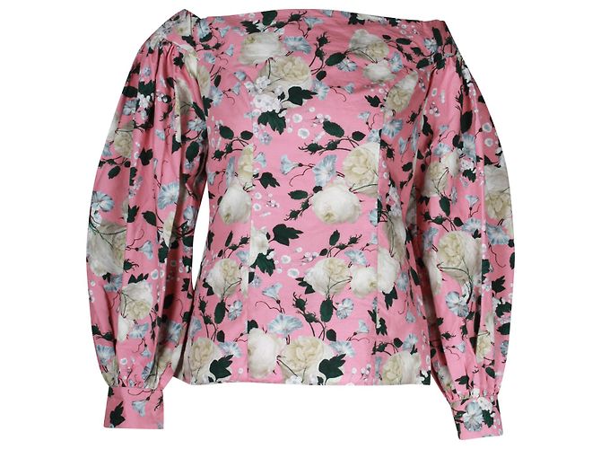 Top Erdem sem ombros em algodão rosa