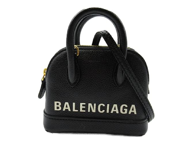 Balenciaga Petit sac à main en cuir Logo Ville 639756 Noir  ref.1217304