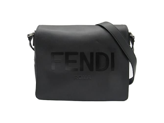 Fendi LOGO MESSENGER BAG 7VA521 Black Leather  ref.1217306