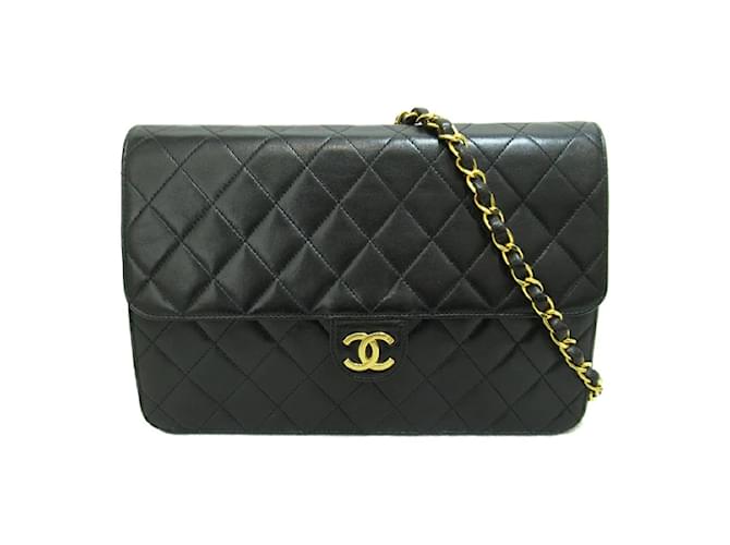 Chanel Quilted CC Flap Crossbody Bag Black Leather Lambskin  ref.1217309