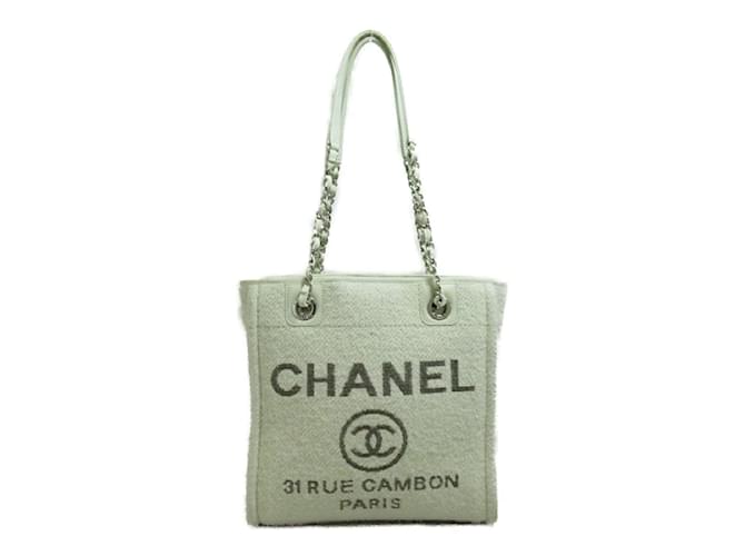 Chanel Petit cabas Deauville Toile Blanc  ref.1217318