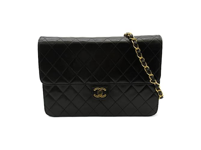 Chanel Quilted CC Square Flap Bag Black Leather Lambskin  ref.1217326