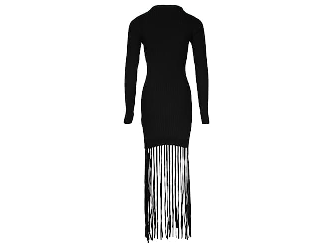 Ganni Fringed Dress in Black Rayon Cellulose fibre  ref.1217337